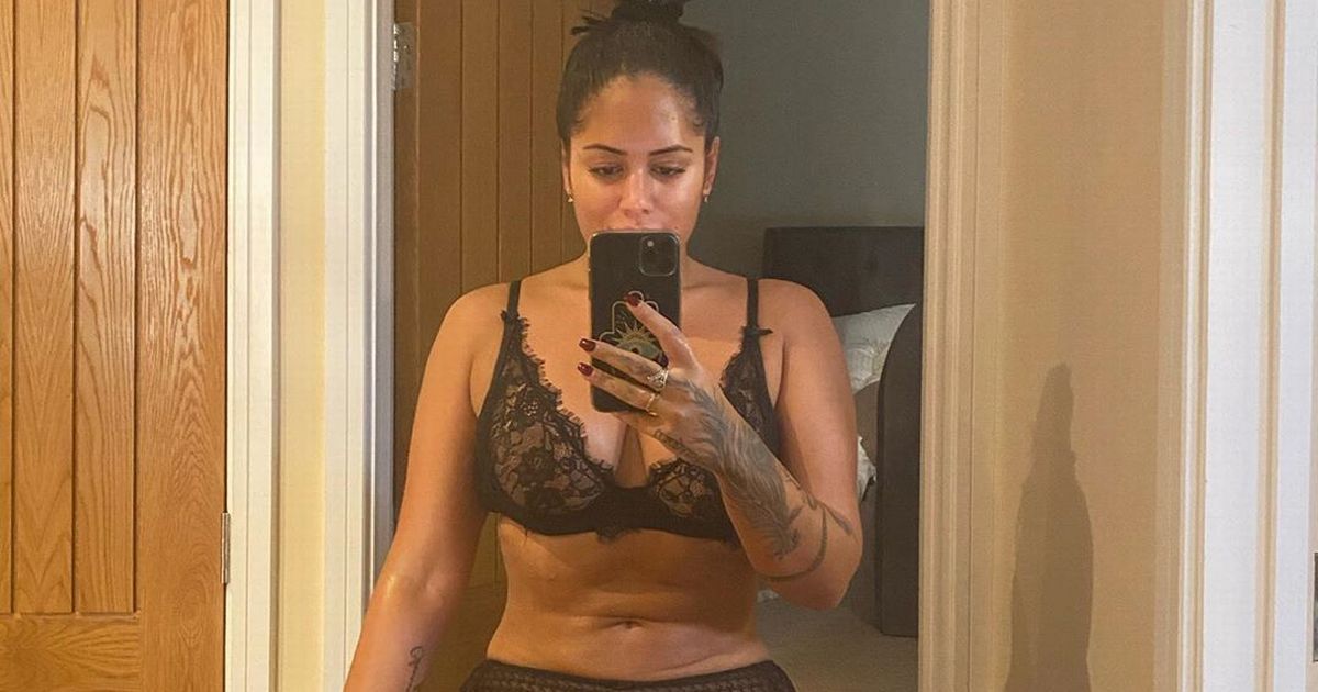 Malin Andersson displays impressive stone weight loss in lacy bra and underwear