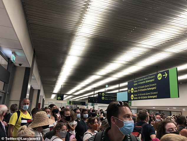 Reports on social media suggested fights broke out as angry travellers complained of a lack of staff on hand to limit huge queues, where social distancing was impossible to achieve