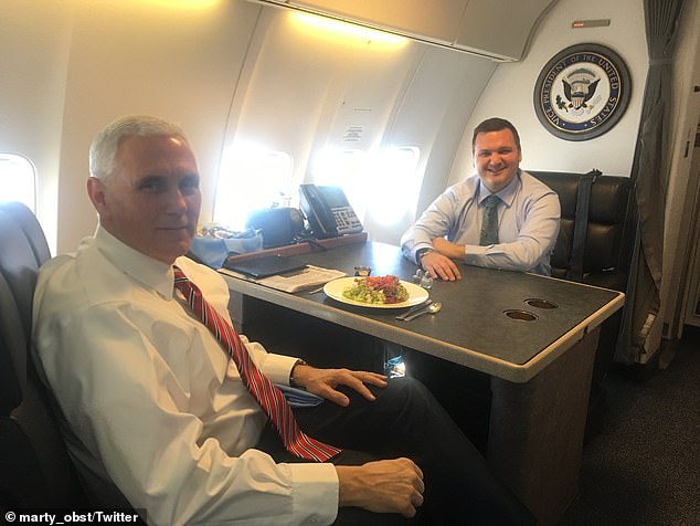Marty Obst, pictured in June with Mike Pence, has reportedly tested positive for COVID-19