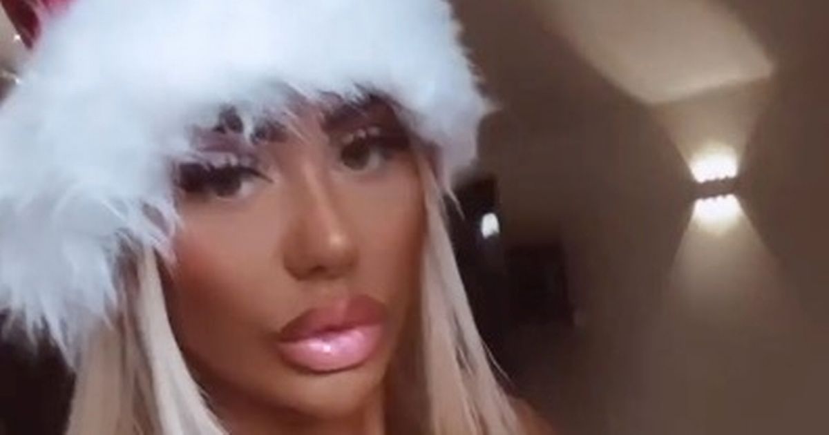 Chloe Ferry poses in a Santa hat 2 months before Christmas for saucy shoot