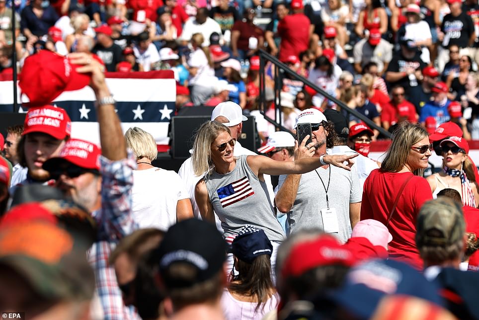 Many Trump supporters choose not to wear protective face masks or practice social distancing at the Tampa MAGA rally