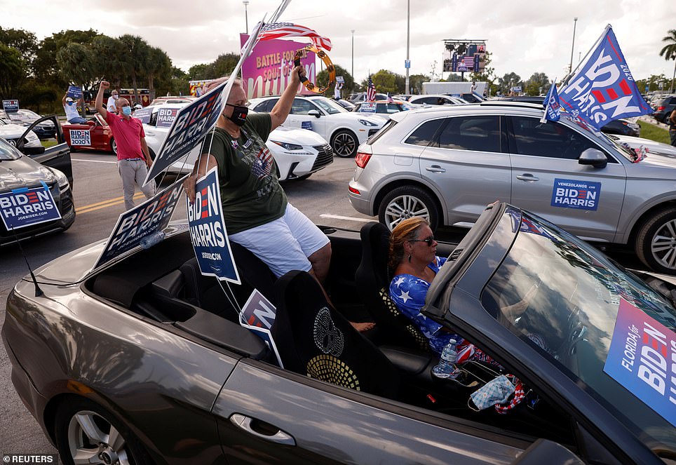 At Biden's rally fans decked out their cars with 'Florida for Biden' posters and flags