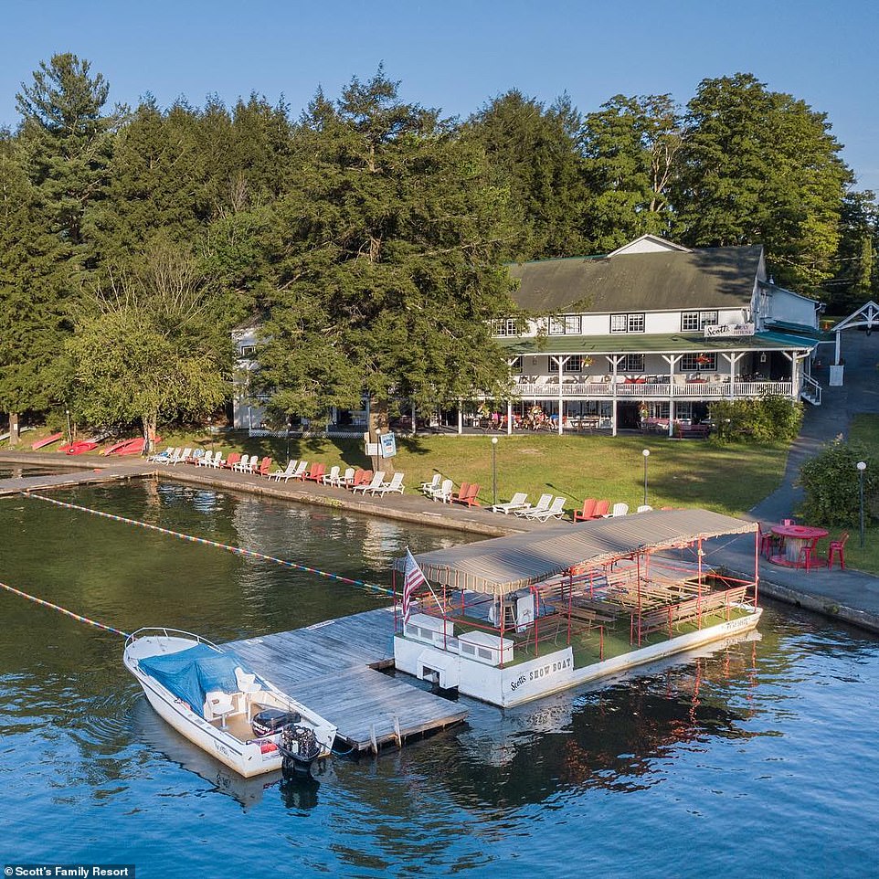 Scott’s Family Resort in Deposit, New York, which was featured in the hit show The Marvelous Mrs. Maisel, is up for sale for $6million. A view of the 1,000-acre waterfront property above