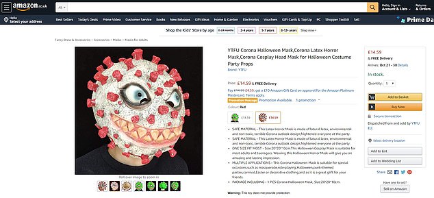 ‘Distasteful’ coronavirus Halloween masks from China sold on Amazon