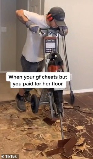 Man rips up cheating girlfriend’s floor with a POWER DRILL