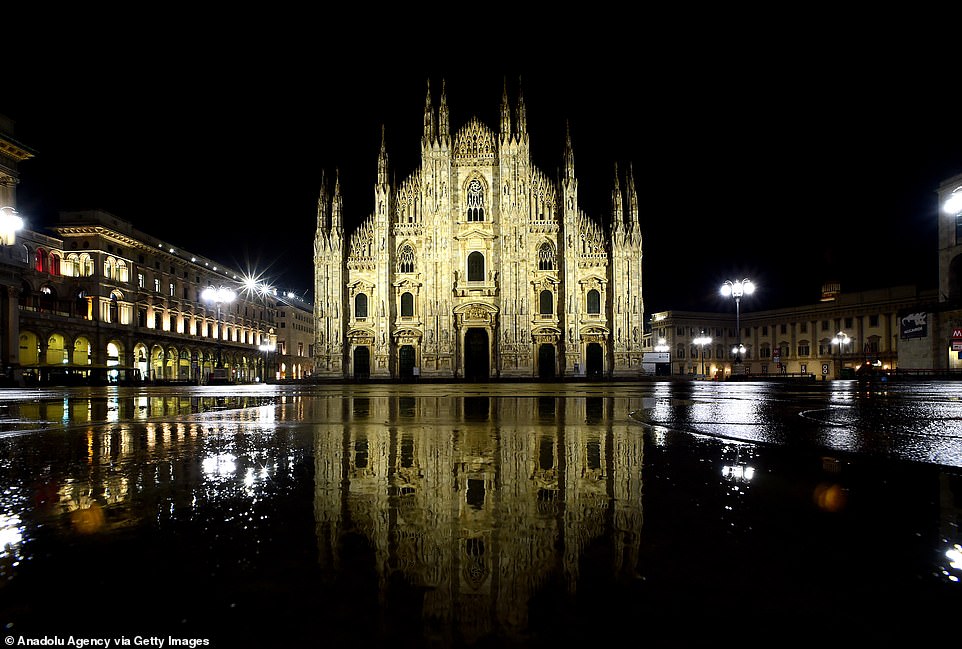 Milan’s streets and piazzas are deserted again as 11pm curfew comes into force