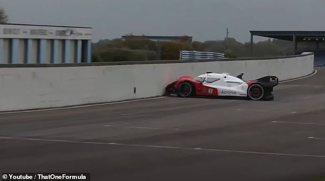 Self-driving race car crashes straight into a wall from the starting line during a Roborace