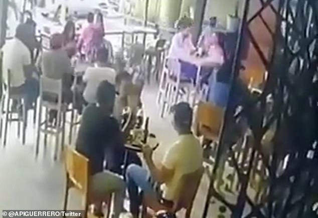 A group sitting at a table (top left) was attacked by two armed men on October 17 in Guerrero, Mexico. The shooting left one of the patrons at the table dead along with two other people who also died in the attack, which left four people with gunshot wounds. No arrests have been reported