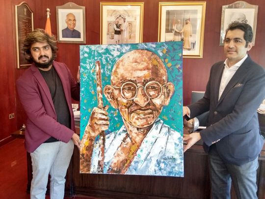UAE-based Indian artists create endearing portraits of Mahatma Gandhi to celebrate his 151st birth anniversary