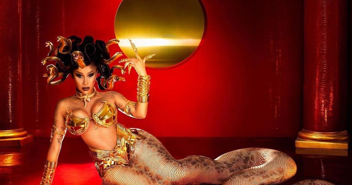Cardi B celebrates Halloween by slipping into spooky gold-plated Medusa costume