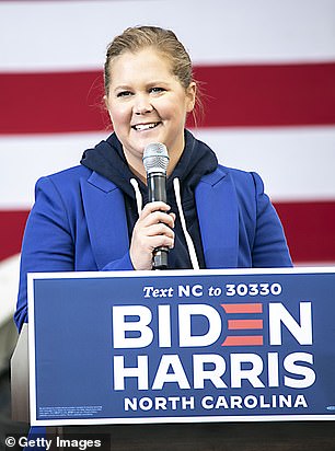Amy Schumer has been campaigning hard for Biden - after threatening to leave the US in 2016 if Trump won