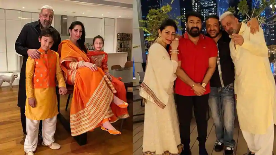 Sanjay Dutt celebrates Diwali with wife Maanayata, kids and Mohanlal: ‘Nothing is better than celebrating with family’