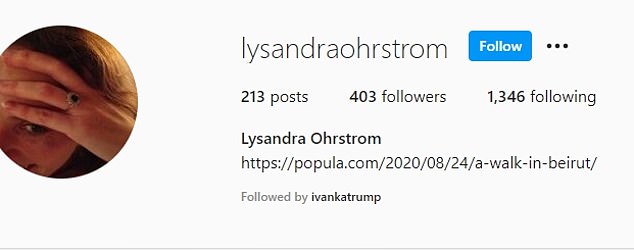 Despite them no longer being close, Ivanka still follows Lysandra on Instagram