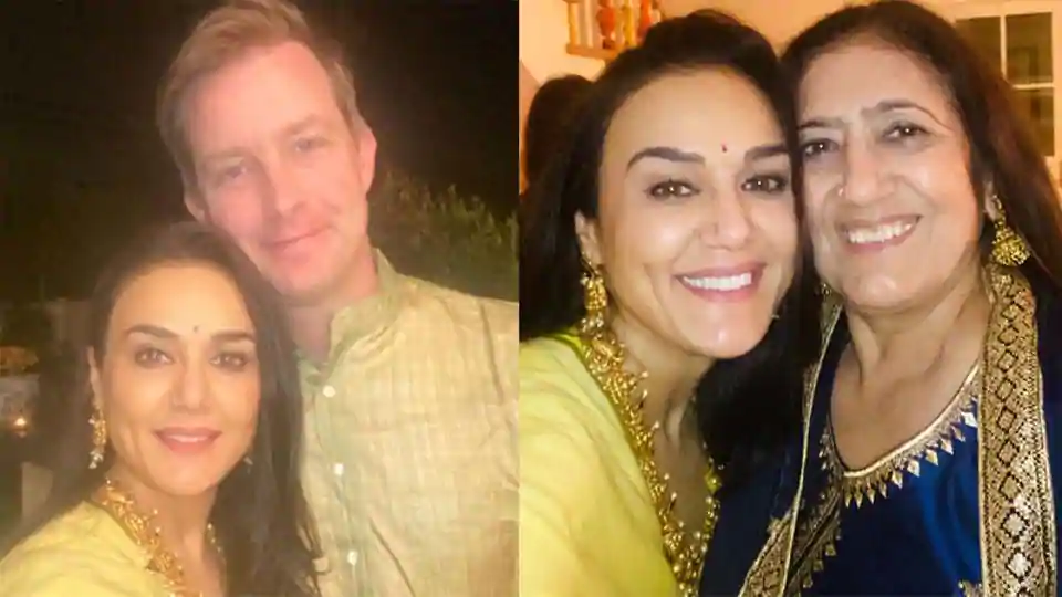 Inside Preity Zinta’s Diwali celebrations in the US with husband Gene, mother. See pics