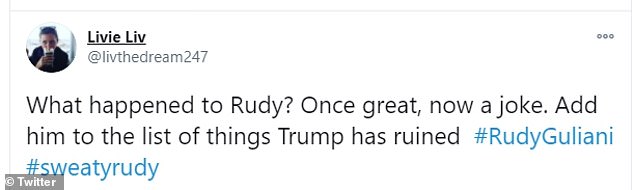 Giuliani earned himself the nickname 'Sweaty Rudy' after Thursday's press conference