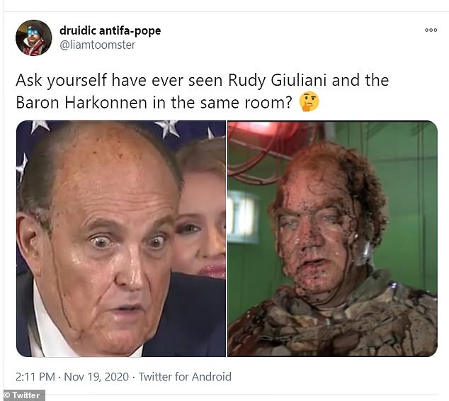 Social media users quickly latched on to the comparisons of Rudy's sweaty face
