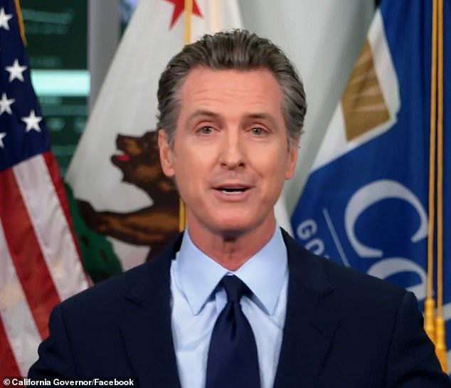 Newsom issued a 'limited stay-at-home order' banning non-essential work and gatherings between 10pm and 5am for the next month on Thursday