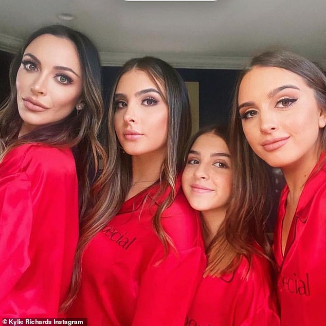 Her stunning kids: And her mini me children were glammed up in a similar way, even the youngest. 'It's beginning to look a lot like Christmas and we haven't even had thanksgiving yet,' said Kyle