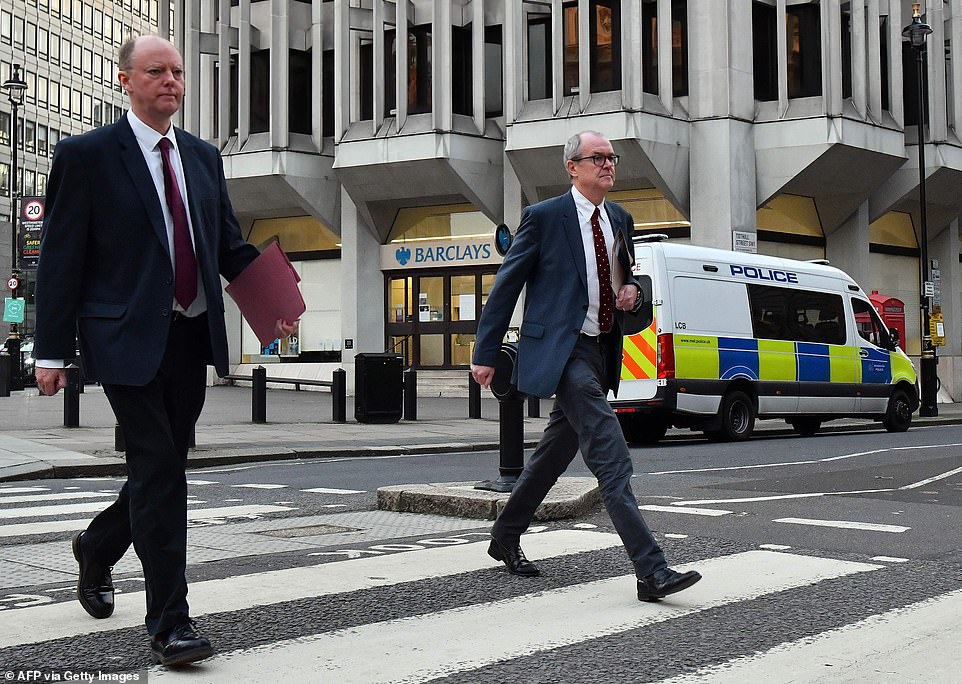 England's chief medical and science officers Chris Whitty (left) and Patrick Vallance (right) were at the Cobra meeting to discuss Christmas rules this evening