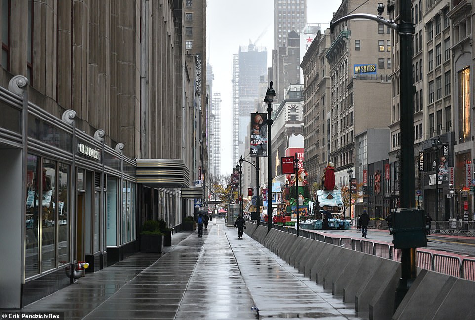 Empty Manhattan streets where hundreds of thousands would normally gather for the event