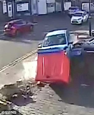 Elderly motorist crashes SIX times as he smashes into three cars and knocks down walls