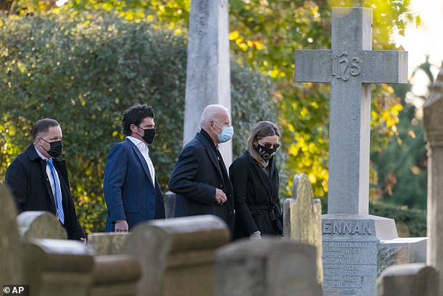 Joe Biden starts election day by attending morning mass and visiting son Beau’s grave in Delaware