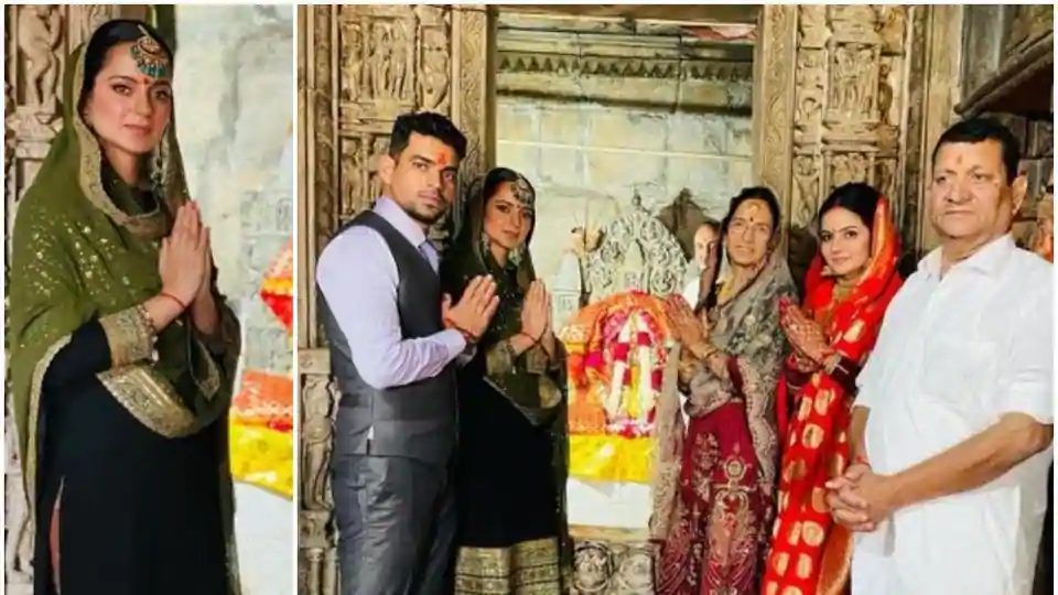 Kangana Ranaut visits family deity with newly-wed brother, sister-in-law and parents: ‘Went to our kuldevi for darshan’