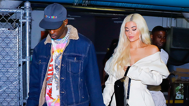 Kylie Jenner Channels Ex Travis Scott In Brown Leather Outfit As She Wears New ‘Grinch’ Makeup
