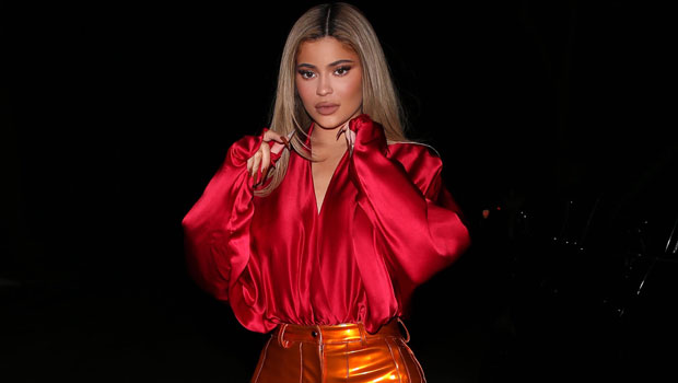Kylie Jenner Stuns In Tight Orange Lamé Pants & Bright Red Blouse Inside Her $36.5 Million Mansion — Pics