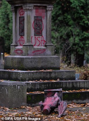 Memorial dedicated to war veterans is vandalized and a statue is toppled in Portland