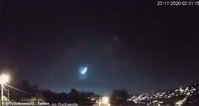 Meteor is seen exploding in the sky over Brazil’s in footage captured by space observatory