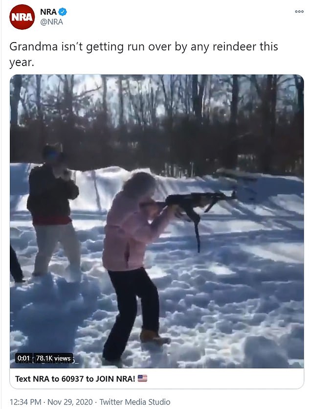NRA post video of elderly lady firing powerful rifle to the delight of gun enthusiasts on Twitter