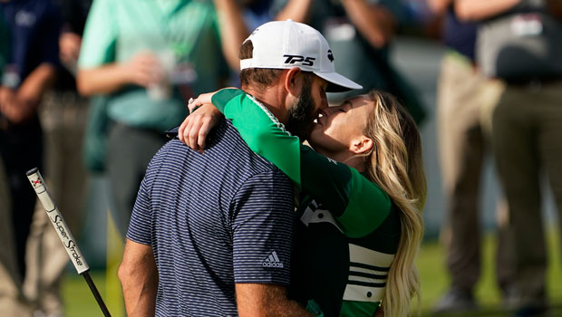 Paulina Gretzky Shares A Sweet Kiss With Fiancé Dustin Johnson After He Wins Masters Golf Tournament