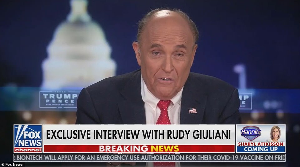 Rudy Giulinani cleans up after dripping hair dye fiasco and continues voter fraud claims on Hannity