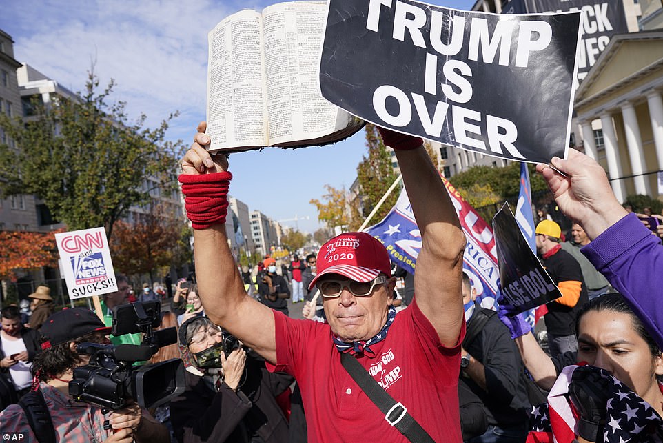 Trump fans face off against counter-protesters in Washington DC ahead of ‘Million MAGA March’