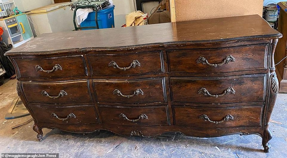 Crumbling: Some of the biggest items that Maggie works with are large dressers like this one, which can go for thousands when bought new in store