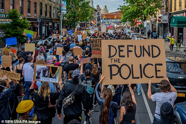 Protesters have continued to push 'defund the police' since the Memorial Day death of George Floyd, who died under the knee of a white Milwaukee cop, as well as other black Americans, including Breonna Taylor and Rayshard Brooks, who were killed by law enforcement