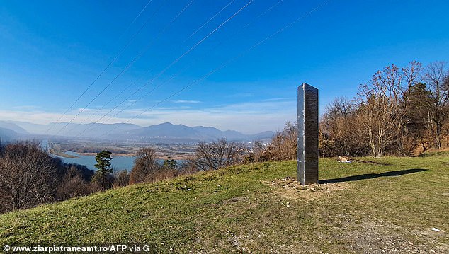 In northern Romania, the shiny triangular pillar was found on Batca Doamnei Hill in the city of Piatra Neamt last Thursday