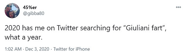 Twitter user: '2020 has me on Twitter searching for ¿Giuliani fart¿, what a year'