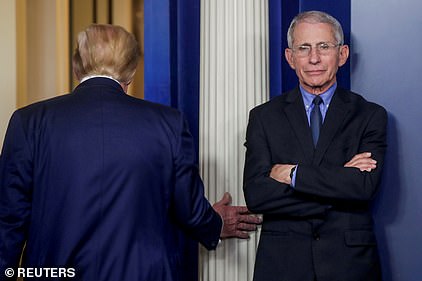 US Covid supremo Anthony Fauci, pictured with President Trump, lashed out over the speed of Britain's decision to approve the Pfizer /BioNTech jab, suggesting they cheated. He later apologised