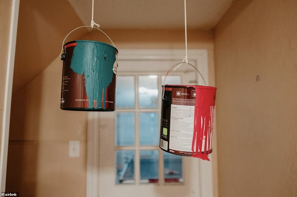 Paint cans also hang from the ceiling, ready to be swung at thieves at a moment's notice should the opportunity arise
