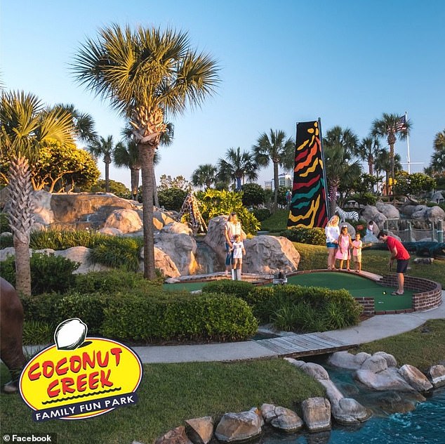 The family were playing putt-putt golf at Coconut Creek Family Fun Park in Panama City Beach in Florida on Friday when tragedy struck