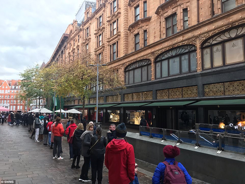 There were long queues outside Harrods yesterday also, though the line appeared calmer and more distanced than Saturday night's one