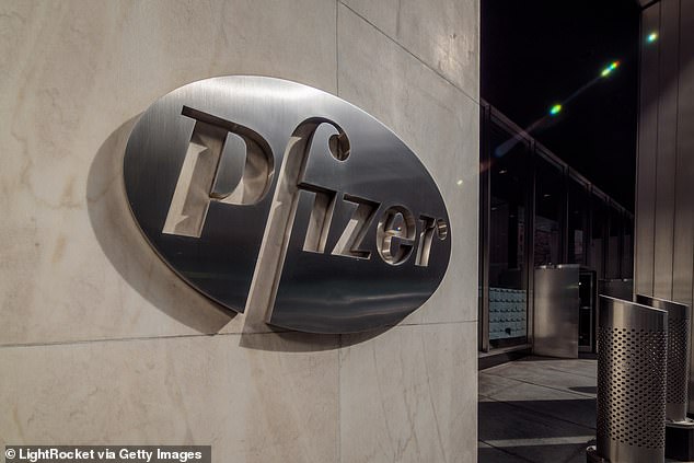 It comes as the UK's Medicines and Healthcare products Regulatory Agency advised against offerings the vaccine to mothers-to-be. Pictured: Pfizer headquarters in New York City