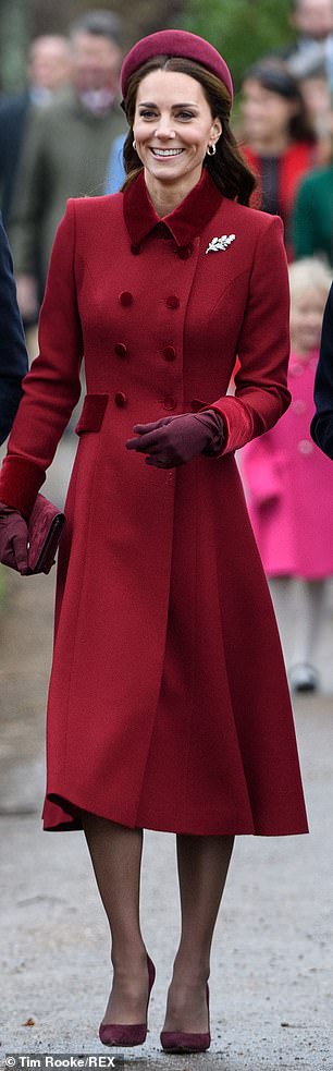Kate at a Christmas Day service in Norfolk in 2018