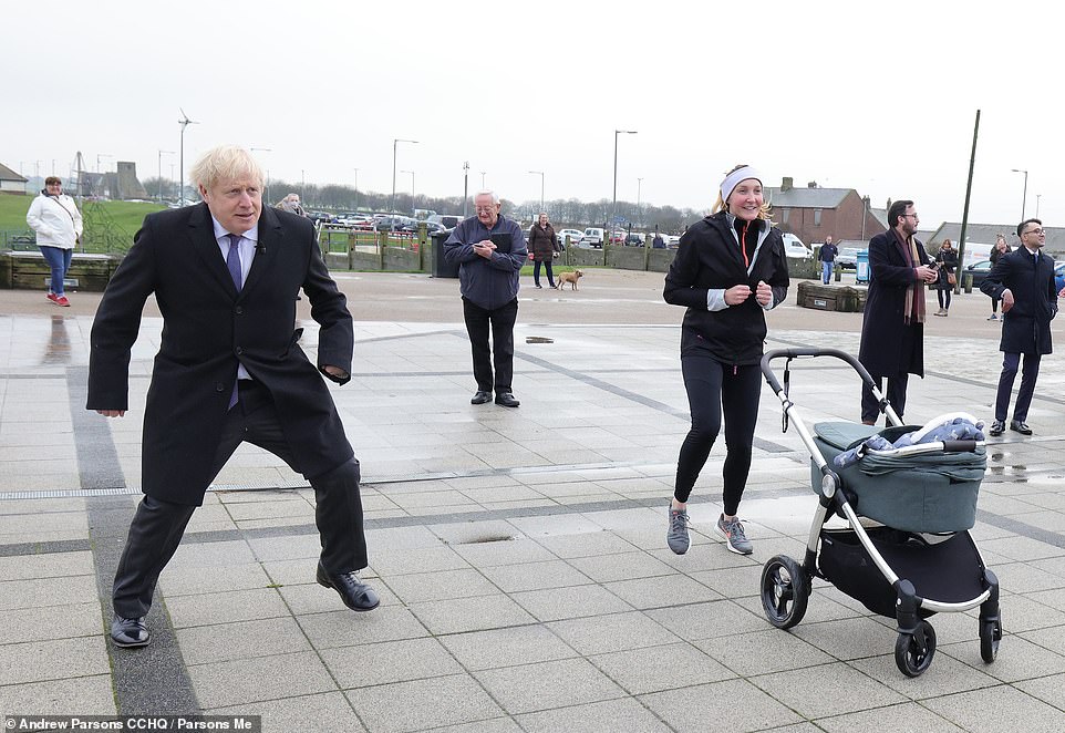 No deal is now ‘very, very likely’, Boris Johnson last night warned as Emmanuel Macron and Angela Merkel refused even to speak to him. Pictured: Boris Johnson visits Blyth Beach on the way back from a visit to National Renewable Energy Centre on Friday
