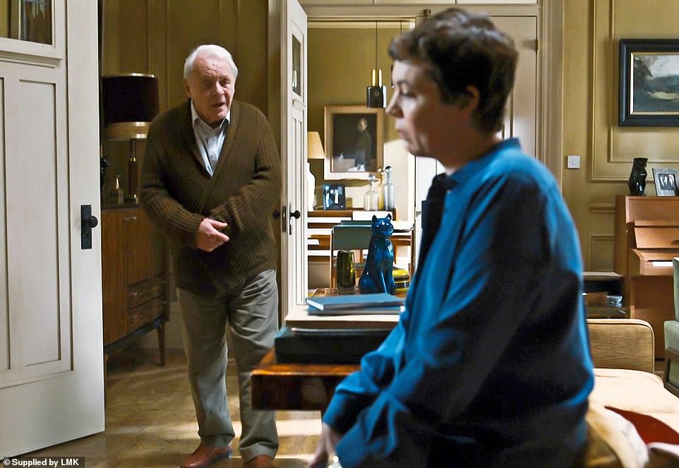 Tour-de-force: Hopkins with Olivia Colman in the new film The Father. This performance as an embattled father raging against his offspring is, perhaps, his most poignant