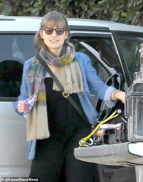 Alison Mack is seen exiting a vehicle in Long Beach, California, on Saturday