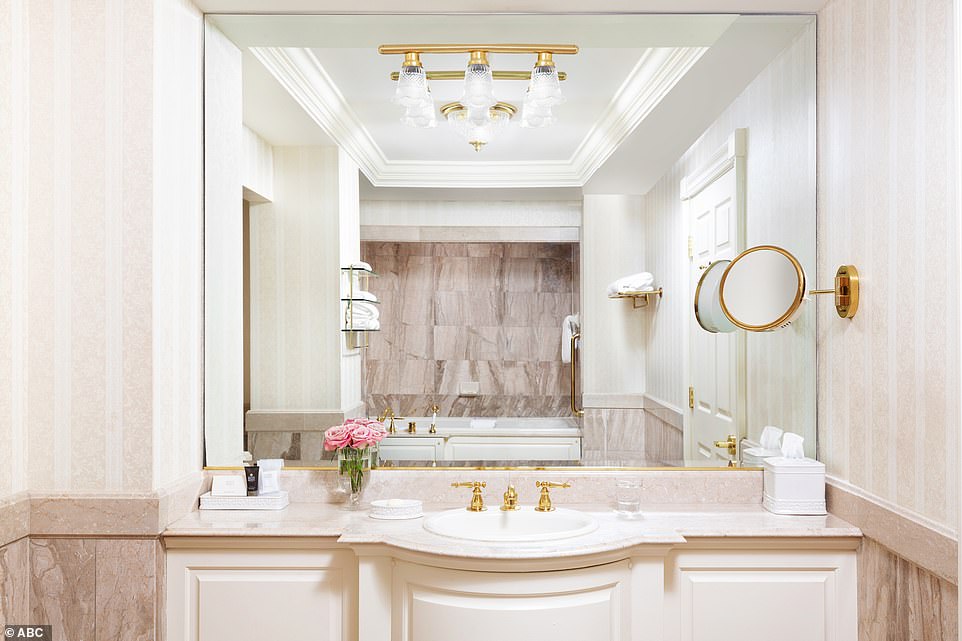 Luxurious: The bathrooms were equipped with an array of refined, gold touches