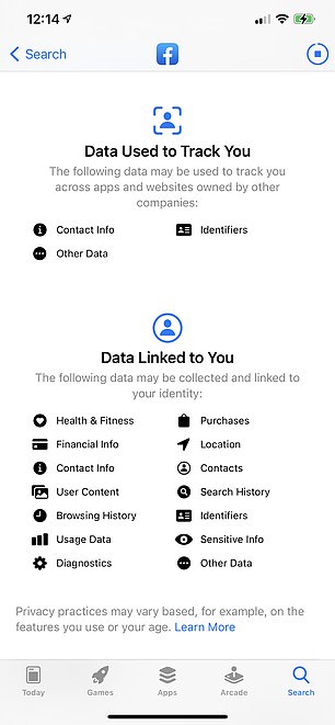 The privacy nutrition information is available in iOS 14.3 for certain apps in the app store